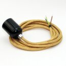 Textilkabel Gold mit E27 Lampenfassung Bakelitoptik...
