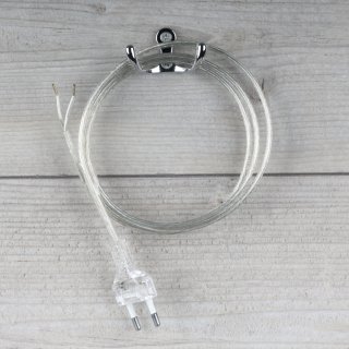 1.2 Meter Lampen-Anschlussleitung Flachkabel transparent 2-adrig mit Euro-Flachstecker