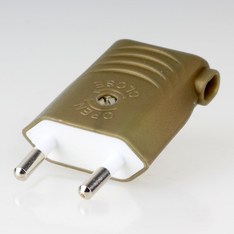 Metallstecker Euro-Flachstecker gold seitlichem Auslass|Radio Kölsch