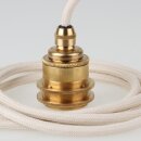 Textilkabel Elfenbein mit E27 Vintage Lampenfassung Messing mit 2 Schraubringe 1-5 Meter