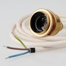 Textilkabel Elfenbein mit E27 Vintage Lampenfassung Messing mit 2 Schraubringe 1-5 Meter