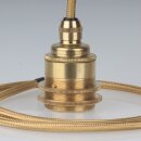 Textilkabel Gold mit E27 Vintage Lampenfassung Messing mit 2 Schraubringe 1-5m