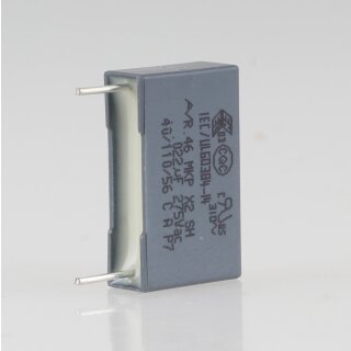 0.022uF 275V X2 Entstörkondensator 18x10.5mm Rastermaß 15mm grau