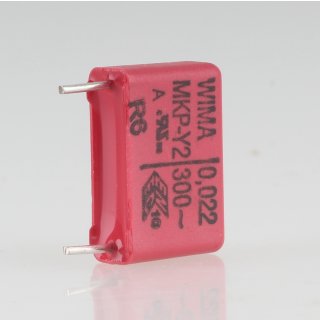0.022uF 300V MKP-Y2 Entstör-Kondensator 18x12mm Rastermaß 15mm rot