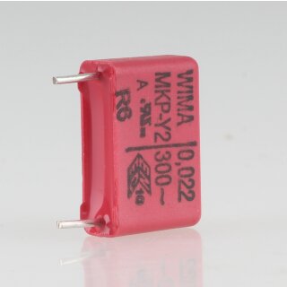 0.022uF 300V MKP-Y2 Entstörkondensator 18x12mm Rastermaß 15mm rot