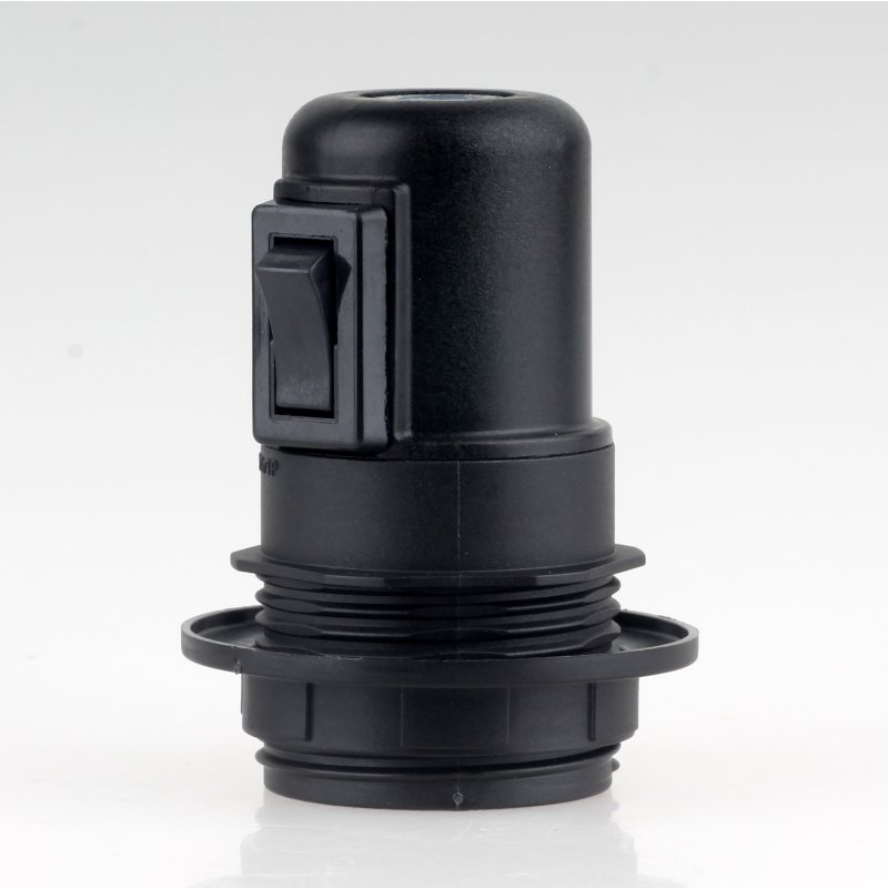 Lampen Fassung E27 Schwarz mit Wippschalter 250V