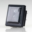 Wippschalter schwarz 2-polig EIN/AUS 30x22 mm 250V/16A unbeleuchtet mit PVC-Schutzkappe