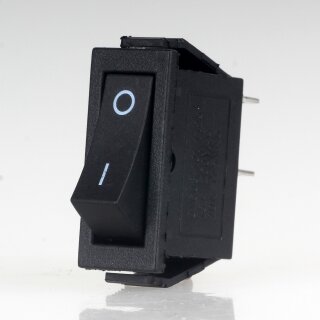 Einbau-Wippschalter schwarz 1-polig EIN/AUS 250V/15A Einbaumaß 30x11mm