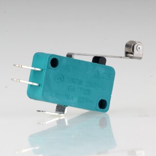 Mikroschalter 1-polig 10A/250V AC grün mit Rollenhebel 28 mm lang