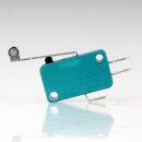 Mikroschalter 1-polig 10A/250V AC grün mit Rollenhebel 28 mm lang