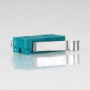 Mikroschalter 1-polig 5A/250V AC grün mit gebogenem Hebel 19 mm lang