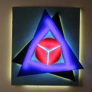 LED-Lichtplastik Motiv Automarke aus Acrylglas und Holz 600×700×150mm Künstler Rainer Schubert