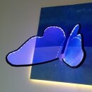 LED-Lichtplastik Motiv Schmetterling aus Acrylglas und Holz 750×750×300mm Künstler Rainer Schubert