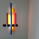 LED-Lichtplastik Motiv Manhattan aus Acrylglas und Holz 1200×450×20mm Künstler Rainer Schubert