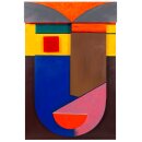 LED-Lichtplastik Motiv Das Gesicht aus Acrylglas und Holz 1350×900×75 mm Künstler Rainer Schubert