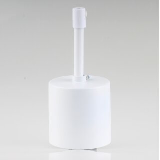 Lampen Deckenbaldachin 62x63mm Zylinderform Metall weiß mit Pendelrohr und Zugentlastung Kunststoff