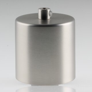 Lampen Deckenbaldachin 62x63mm Zylinderform Metall Edelstahloptik mit Zugentlastung Metall