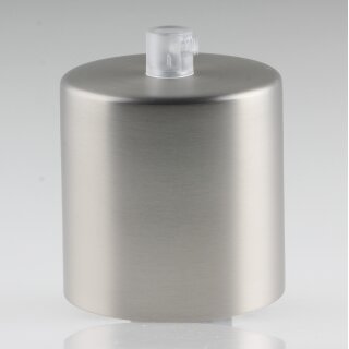 Lampen Deckenbaldachin 62x63mm Zylinderform Metall Edelstahloptik mit Zugentlastung Kunststoff transparent