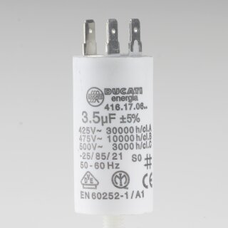 3,5uF 475V Betriebskondensator Motorkondensator mit 6,3 mm Flachstecker Ducati 416170664