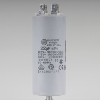 22uF 450V Betriebskondensator Motorkondensator mit 6,3 mm Flachstecker Ducati 416171964