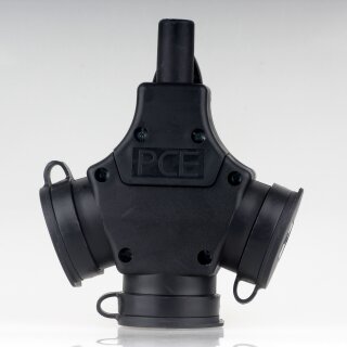 PCE 3-fach Schutzkontakt-Kupplung Schwarz 16A 250V 3500W IP44 mit Klappdeckel Typ 253