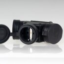 PCE 3-fach Schutzkontakt-Kupplung Schwarz 16A 250V 3500W IP44 mit Klappdeckel Typ 253