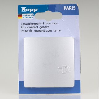 Kopp Paris Schutzkontakt-Steckdose Silber mit Klappdeckel 16A 250VAC IP20 9208.2008.5