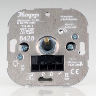 Kopp LED-Dimmer 3–35W LED / 7–110W Glüh- und Halogenlampen 230V UP-Montage 8428 / T39.07.1