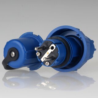 PCE Schutzkontaktstecker blau IP66/IP68 druckwasserdicht 16 A 250 V Typ 20051