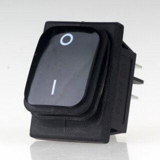 Einbau-Wippschalter schwarz 2-polig EIN/AUS 30×22 mm 16A 250V AC IP65