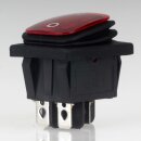 Einbau-Wippschalter rot beleuchtet 2-polig EIN/AUS 30×22 mm 16A 250V AC IP65