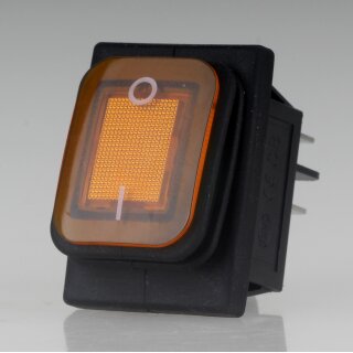 Einbau-Wippschalter orange beleuchtet 2-polig EIN/AUS 30×22 mm 16A 250V AC IP65