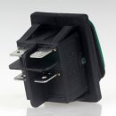 Einbau-Wippschalter grün beleuchtet 2-polig EIN/AUS 30×22 mm 16A 250V AC IP65