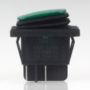 Einbau-Wippschalter grün beleuchtet 2-polig EIN/AUS 30×22 mm 16A 250V AC IP65