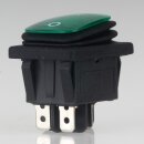 Einbau-Wippschalter grün beleuchtet 2-polig EIN/AUS 30×22 mm 16A 250V AC IP65