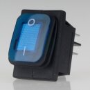 Einbau-Wippschalter blau beleuchtet 2-polig EIN/AUS 30×22 mm 16A 250V AC IP65