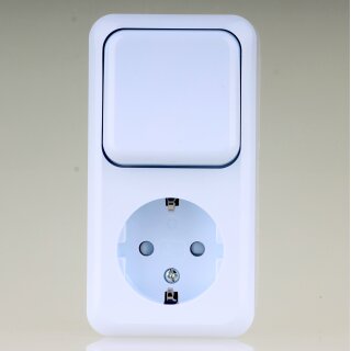 Unitec Aus-/Wechselschalter mit Schutzkontakt-Steckdose Aufputz Alpinweiß 16A / 250V IP20 42016L