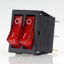 Einbau-Doppel-Wippschalter rot beleuchtet 2×1-polig EIN/AUS 250V 16A