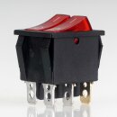 Einbau-Doppel-Wippschalter rot beleuchtet 2×1-polig EIN/AUS 250V 16A