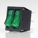 Einbau-Doppel-Wippschalter grün beleuchtet 2×1-polig EIN/AUS 250V 16A