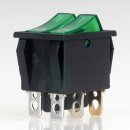 Einbau-Doppel-Wippschalter grün beleuchtet 2×1-polig EIN/AUS 250V 16A