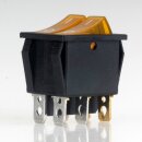 Einbau-Doppel-Wippschalter gelb beleuchtet 2×1-polig EIN/AUS 250V 16A