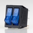 Einbau-Doppel-Wippschalter blau beleuchtet 2×1-polig EIN/AUS 250V 16A