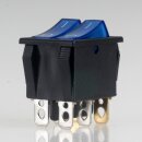 Einbau-Doppel-Wippschalter blau beleuchtet 2×1-polig EIN/AUS 250V 16A