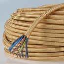 Textilkabel Stoffkabel gold 3-adrig 3x0,75 Zug-Pendelleitung S03RT-F 3G0,75 