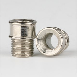 M10x1 AG auf M8x1 IG Reduzier-Nippel Kopfstück Gewinde-Adapter 12x15mm Messing vernickelt