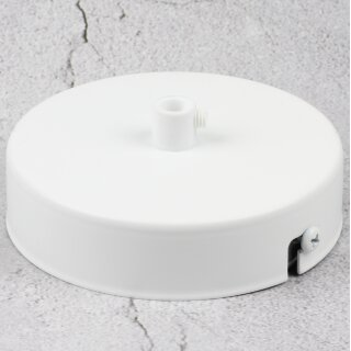 1-Loch Lampen-Baldachin Metall 100x25mm Weiß mit Zugentlaster Kunststoff für 1 Lampenpendel