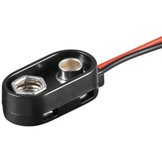 Batteriehalter Batterieclip Akkuclip für 9 Volt Block I-Form mit Anschlusskabel spritzwassergeschützt