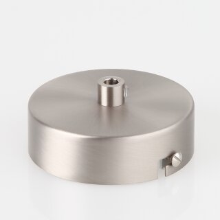 1-Loch Lampen-Baldachin Metall 80x25mm Edelstahloptik mit Zugentlaster für 1 Lampenpendel