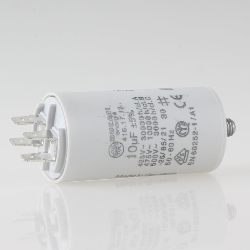 Starting capacitor Motor capacitor 10µF 450V 35x65mm Cable 25cm Miflex 10uF Starting capacitor Motor capacitor 10µF 450V 35x65mm Cable 25cm Miflex 10uF